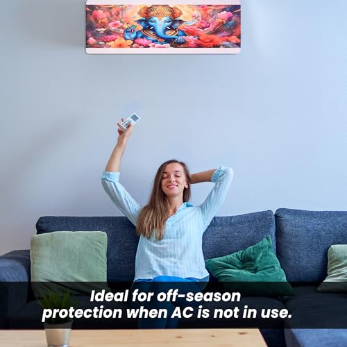 Da Anushi Printed Split Ac Cover Indoor Unit For 1.5 Ton Capacity AC, Inner Unit Ac Cover, All Weather Cover/Attractive Digital Prints/Dustproof/Silken water-resistant Split Ac Cover (Multi Blue) - Image 2