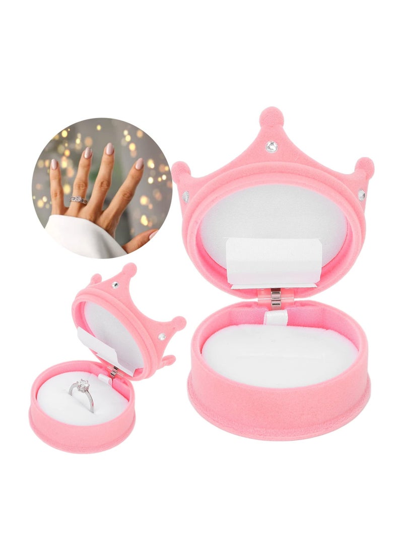 KASTWAVE Ring Box Small Crown Crown Ring Earrings Necklace Jewelry Box Flocking Trinket Treasure Chest Storage Organizer Keepsake Box for Wedding Gift (Pink 4PCS) - Image 1