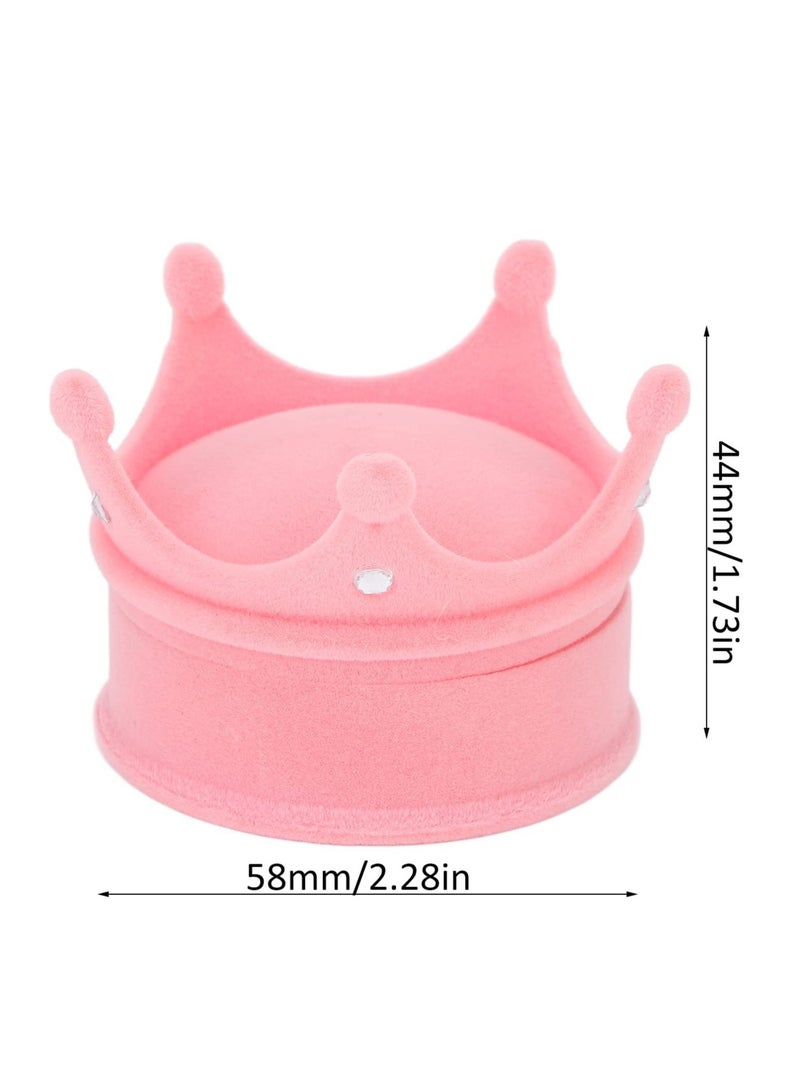 KASTWAVE Ring Box Small Crown Crown Ring Earrings Necklace Jewelry Box Flocking Trinket Treasure Chest Storage Organizer Keepsake Box for Wedding Gift (Pink 4PCS) - Image 4