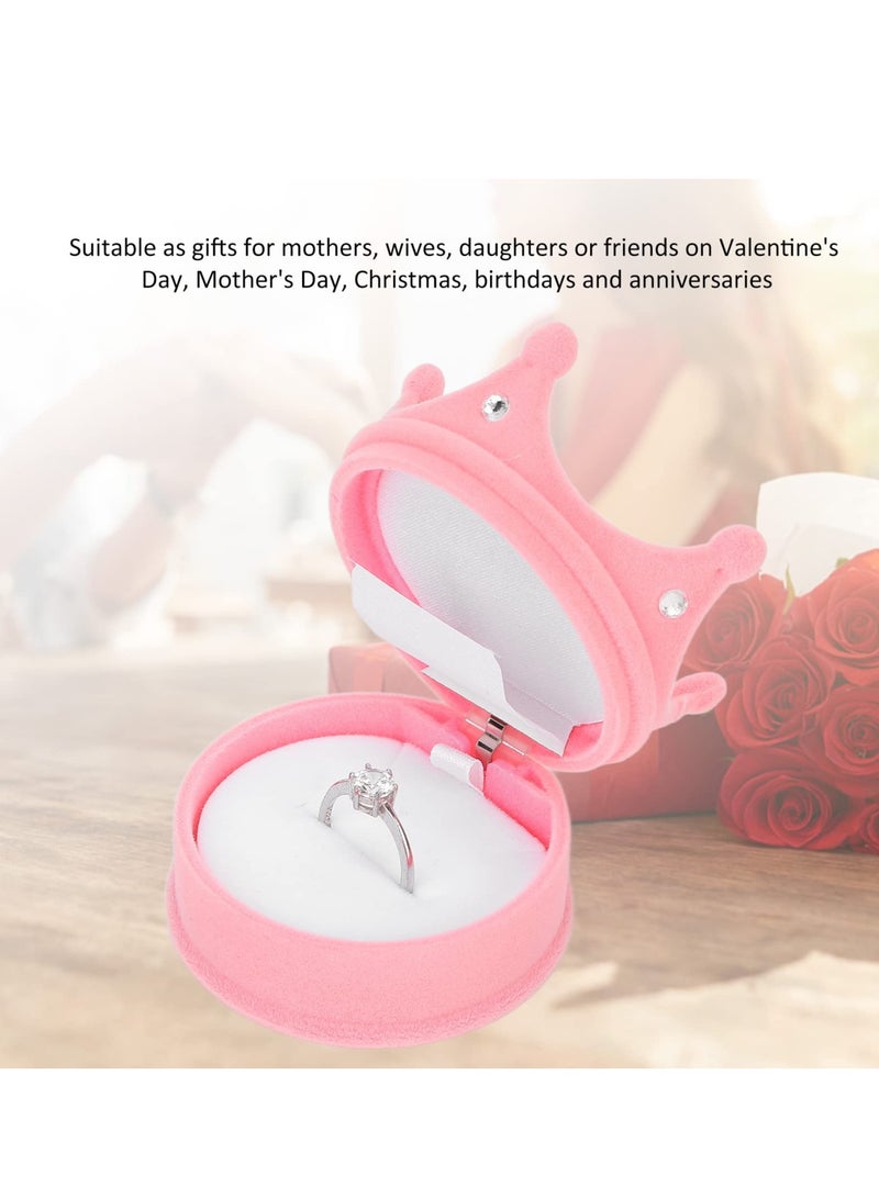 KASTWAVE Ring Box Small Crown Crown Ring Earrings Necklace Jewelry Box Flocking Trinket Treasure Chest Storage Organizer Keepsake Box for Wedding Gift (Pink 4PCS) - Image 3