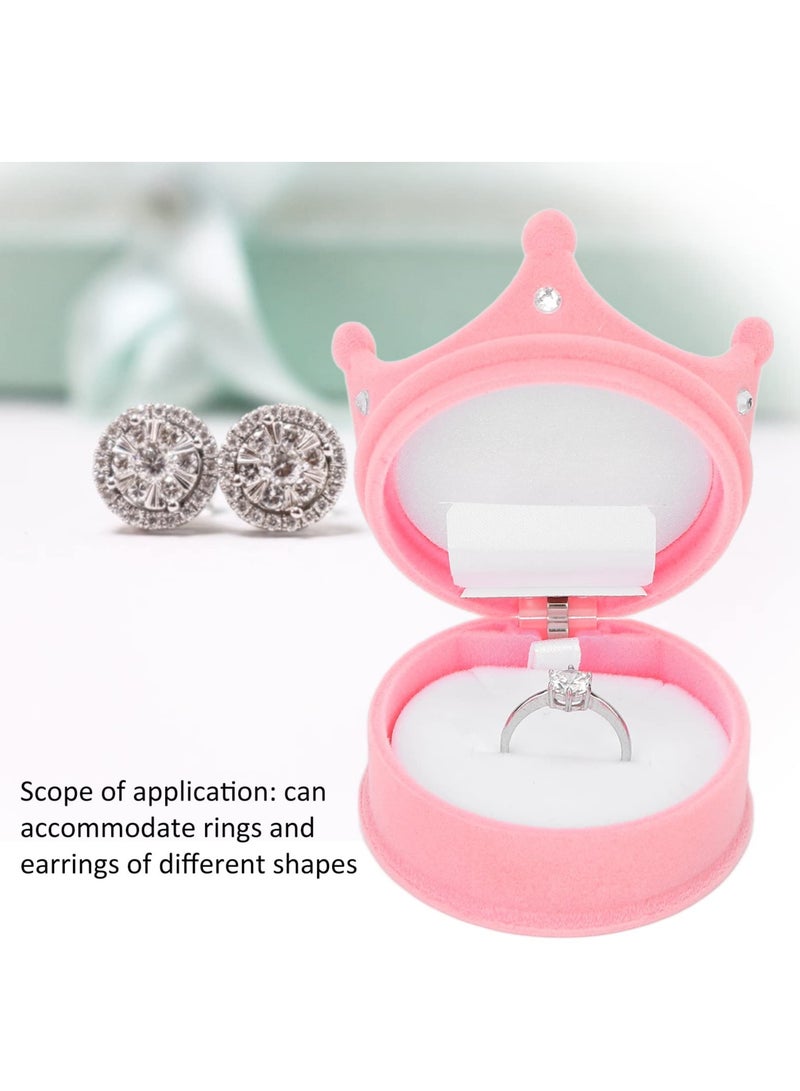 KASTWAVE Ring Box Small Crown Crown Ring Earrings Necklace Jewelry Box Flocking Trinket Treasure Chest Storage Organizer Keepsake Box for Wedding Gift (Pink 4PCS) - Image 2