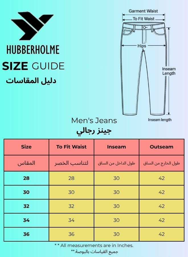 Hubberholme Men's Light Blue 100% Cotton Solid Pattern Full Length Jogger Jeans - Image 4