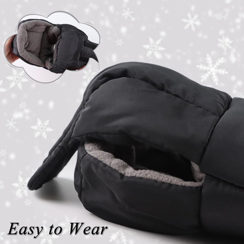 Zsedrut Stroller Gloves Universal Winter Anti-Freeze Stroller Mittens Water Repellent Hand Warmer Muff Fleece Lined,Winter Stroller Accessories (Black) - Image 4