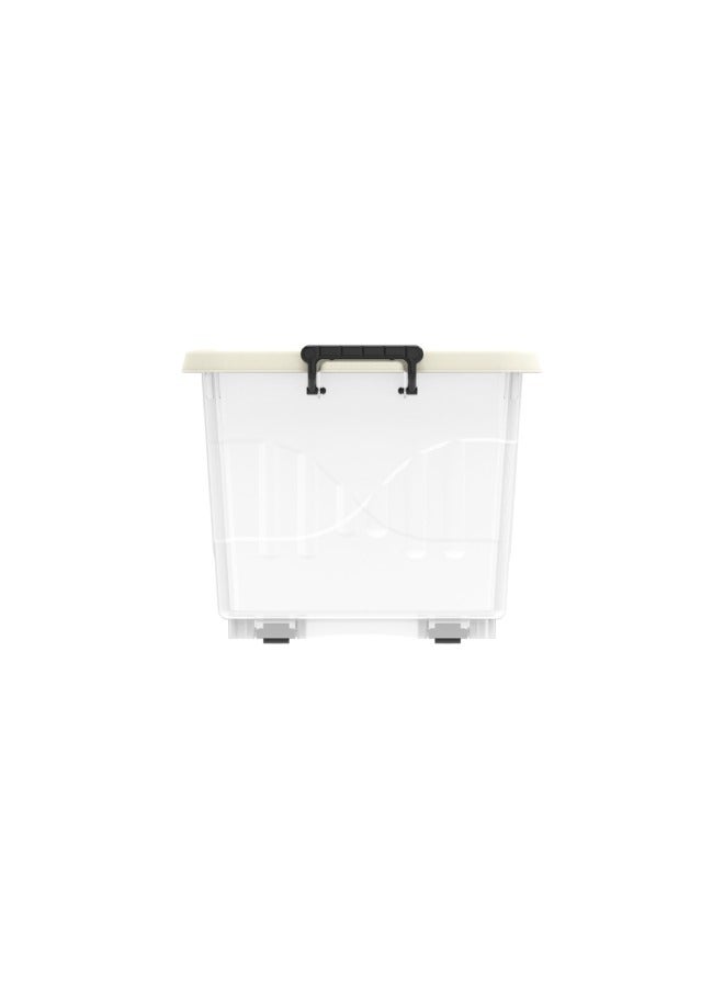 Cosmoplast صندوق تخزين بلاستيكي شفاف سعة 22 لتر مع عجلات وغطاء قابل للقفل (عبوة من 3) - Image 5