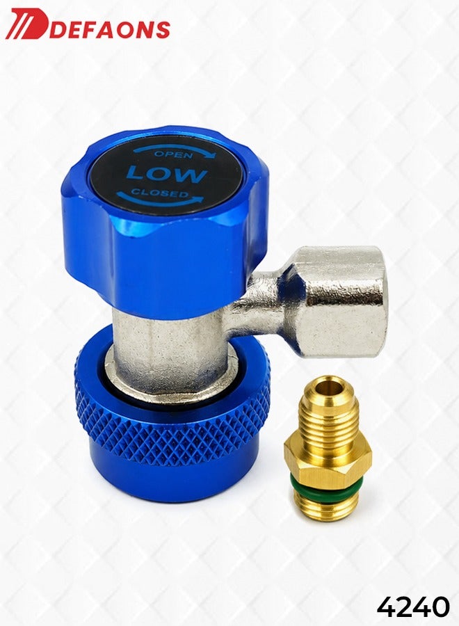 DEFAONS Auto AC Quick Coupler Low Pressure Connector 4240, Adjustable Snap Lock R134A Air Conditioning Service Port Adapter, Blue LP Refrigerant Charging Coupling for Car AC Repair Gauge Hose Vacuum Diagnostic Tool KitDEFAONS Auto AC Quick Coupler Low Pressure Connector 4240, Adjustable Snap Lock R134A Air Conditioning Service Port Adapter, Blue LP Refrigerant Charging Coupling for Car AC Repair Gauge Hose Vacuum Diagnostic Tool Kit - Image 1