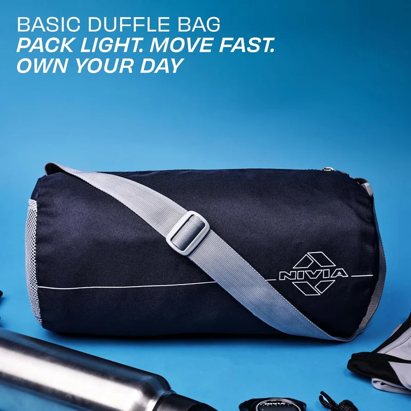 نيفيا Nivia Basic Duffel Bag - Navy Blue and Orange