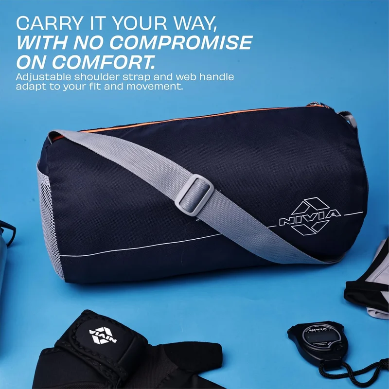 Nivia  Nivia Basic Duffel Bag - Navy Blue and Orange  | Best Price UAE
