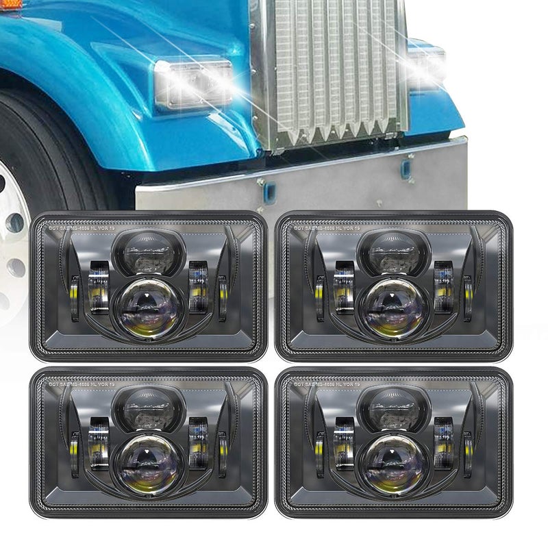 XPCTD 4x6 Inch LED Headlights 4 PCS 60W 14400LM DOT Approved Replacement for H4651 H4652 H4656 H4666 H6545 Compatible with Peterbilt Kenworth Freightliner - Image 2