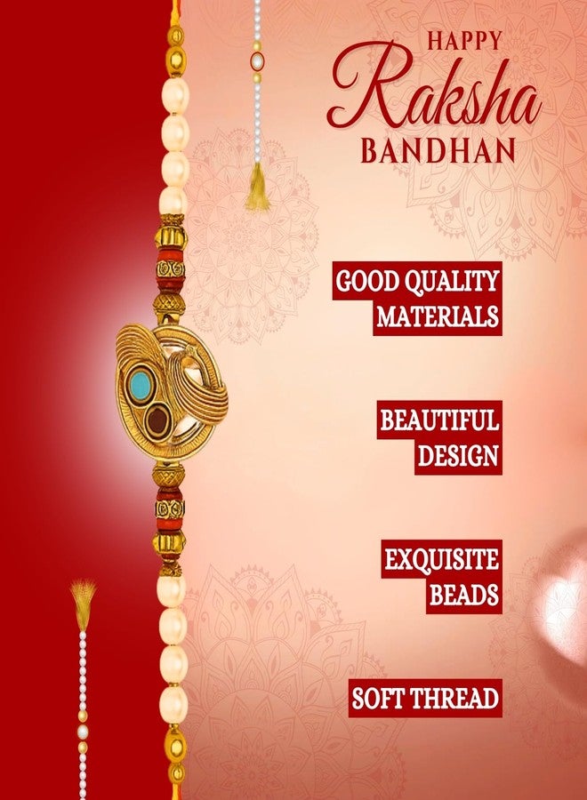 Sage Square Resin Evil Eye Rakhi for Brother with Roli Chawal | Handcrafted Raksha Bandhan Thread | Designer Beads, Stones & Festival Gifting for Bhai (Design 5) - Image 4