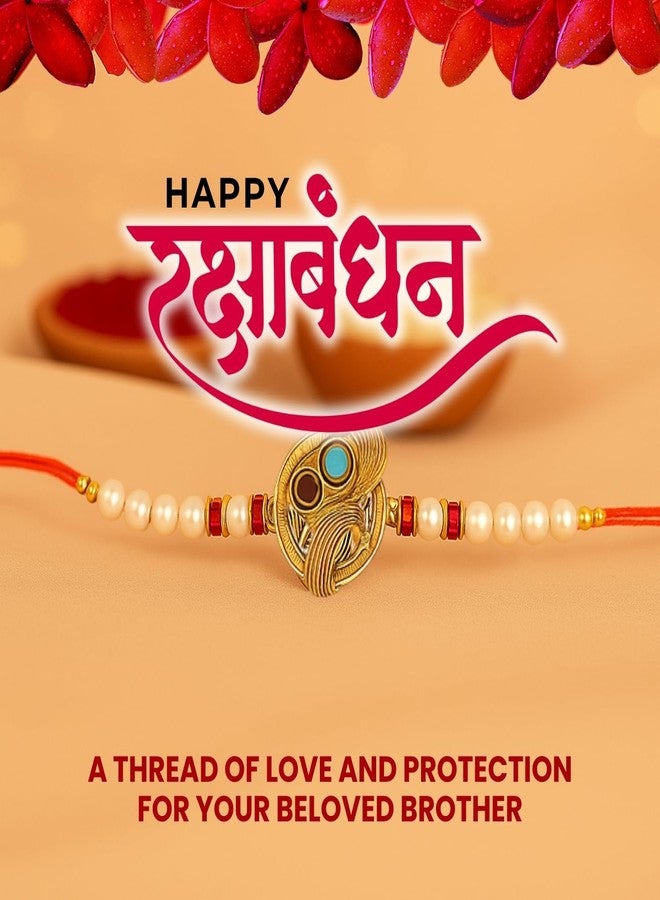 Sage Square Resin Evil Eye Rakhi for Brother with Roli Chawal | Handcrafted Raksha Bandhan Thread | Designer Beads, Stones & Festival Gifting for Bhai (Design 5) - Image 5
