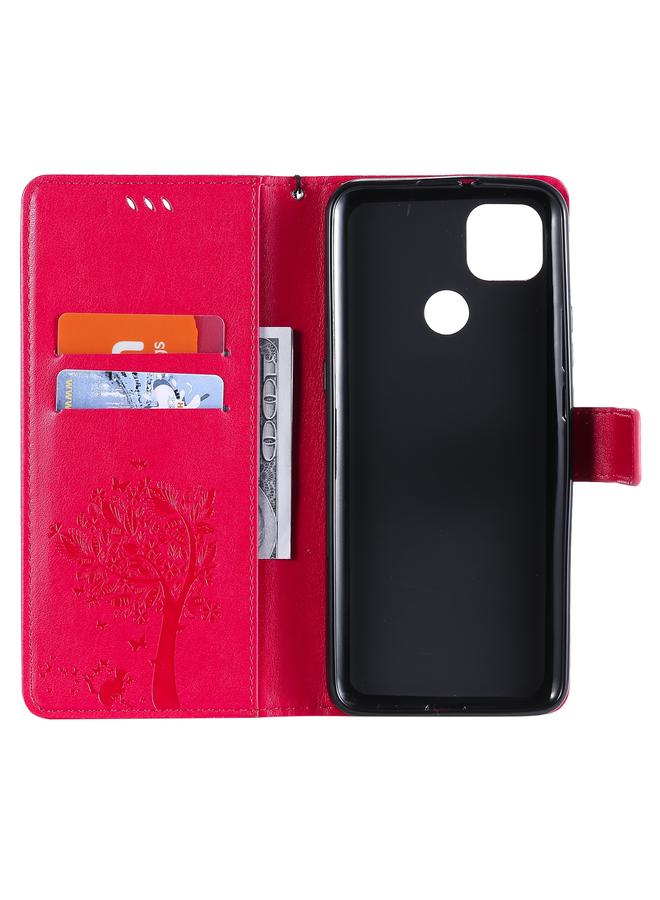 S-TOP Case For Motorola Moto G9 Power Tree & Cat Pattern Pressed Printing Horizontal Flip PU Leather Case with Holder & Card Slots & Wallet & Lanyard - Image 5