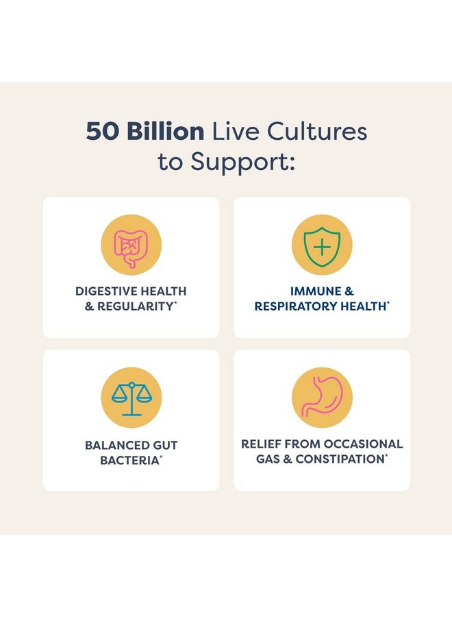 Renew Life كبسولات بروبيوتيك رينيو لايف إكسترا كير الهضمية، 50 مليار CFU مضمونة، مكمل يومي يدعم الصحة المناعية والهضمية والتنفسية (1)، L. Rhamnosus GG، خالي من الألبان وفول الصويا والغلوتين، 60 حبة - Image 3