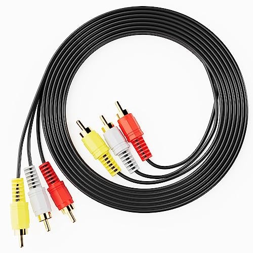 Eanetf RCA Cables, 3RCA Cable Audio Video 24K Gold Plated Connecting Audio Video Components AV Male to Male Cable for Home Theater amp, Stereo Systems (5ft-2pcs) - Image 1