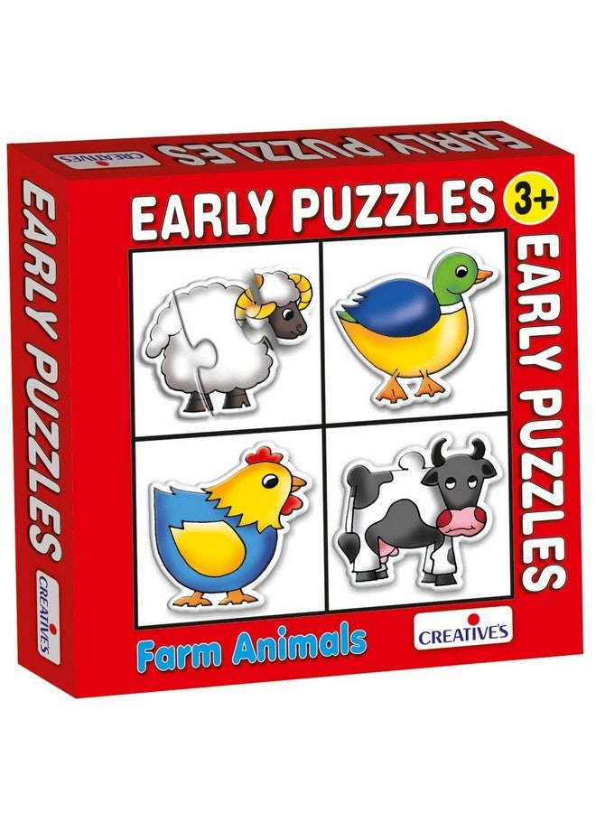 Creative Educational Aids P. Ltd. Creative's Early Puzzles Step-1 | Farms Animals Puzzles | Knowledge of Farm Animals (Sheep, Duck , Hen & Cow) Puzzles| Eye-Hand Coordination Puzzles for kids| Matching & Problem Solving Skills| 3,4,5,6 Pieces| Ages 3 & Up Kids - Image 1