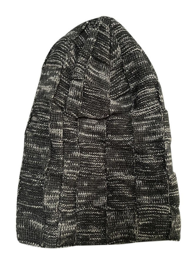 مونوشيف قبعة مونوشيف الصوفية للرجال والنساء، قبعات شتوية فضفاضة، قبعات صوفية مبطنة أنيقة، قبعة صوفية ناعمة مطاطية دافئة وسميكة، قبعة جمجمة، قبعة سوداء ورمادية - Image 4