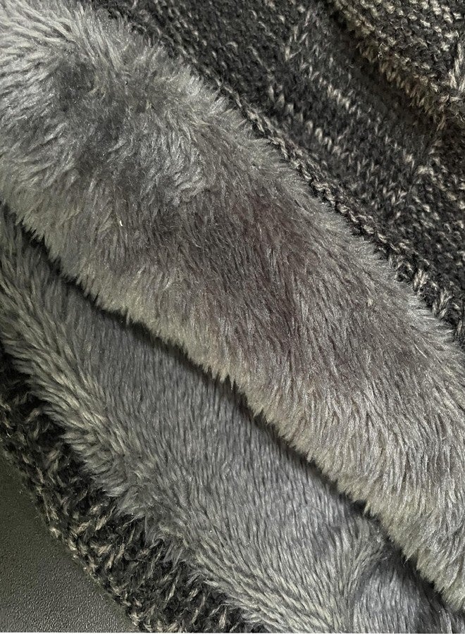 مونوشيف قبعة مونوشيف الصوفية للرجال والنساء، قبعات شتوية فضفاضة، قبعات صوفية مبطنة أنيقة، قبعة صوفية ناعمة مطاطية دافئة وسميكة، قبعة جمجمة، قبعة سوداء ورمادية - Image 2