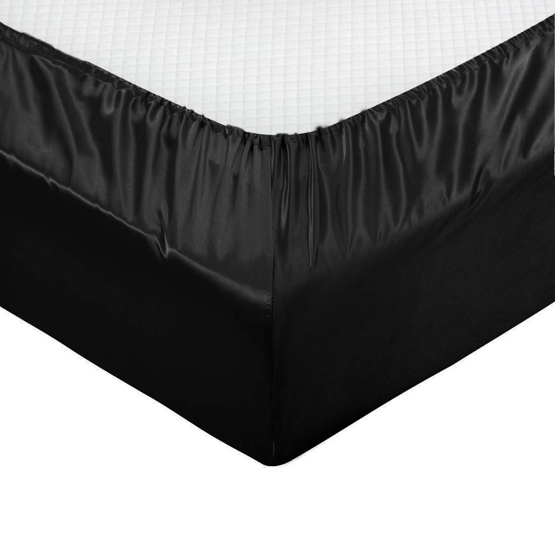 TREELY 6 Piece Queen Size Satin Sheets Set - Silky Smooth Black With Deep Pocket, Fitted Sheet, Flat Sheet, 4 Pillowcases - Image 5