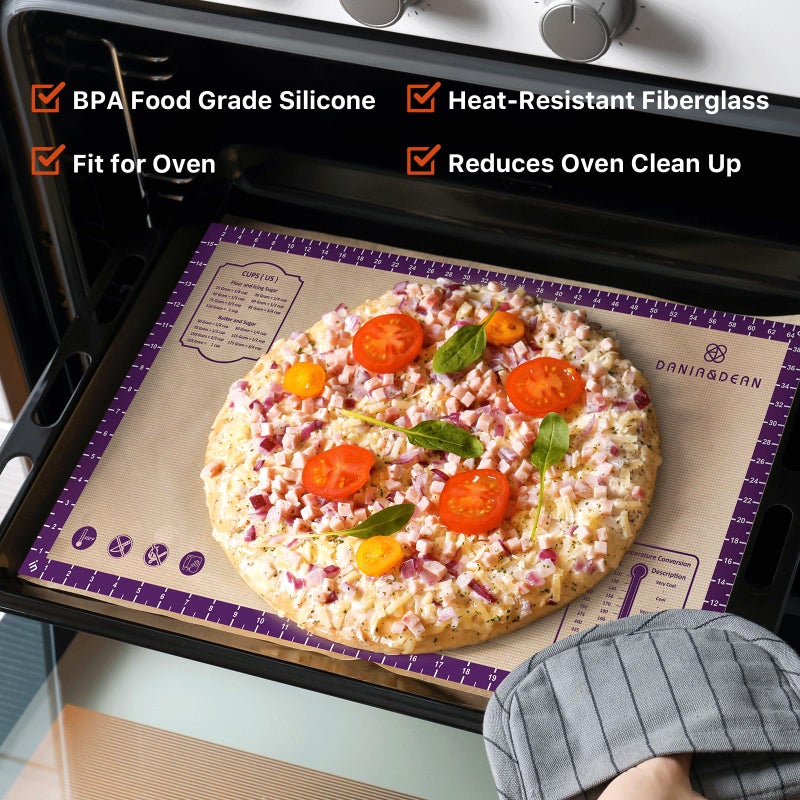 DANIA DEAN Baking Mat, 26" x 16" Silicone Extra Large Non Stick Baking Sheet Mat with Measurement Non-slip Dough Rolling Mat,Reusable Food Grade Silicone Counter Mat for Making Cookies,Macarons,Bread and Pastry - Image 2