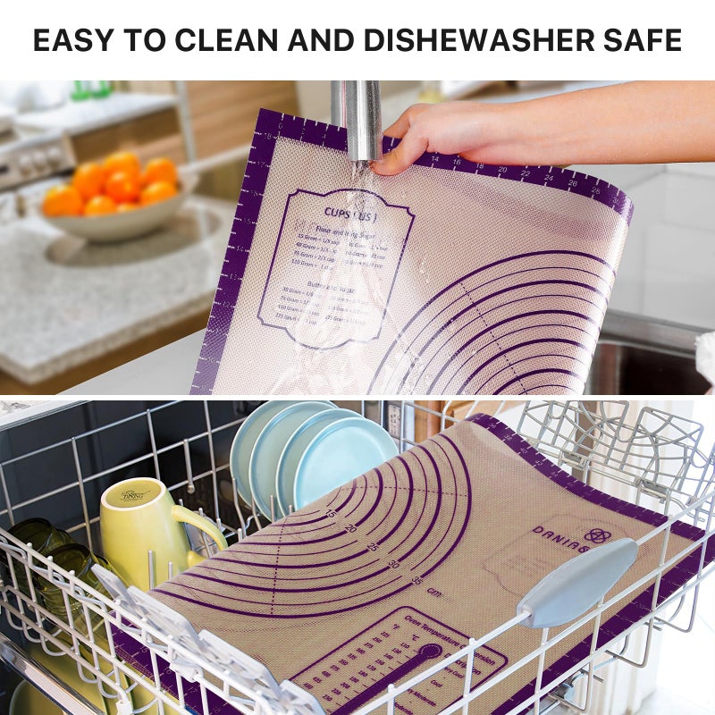 DANIA DEAN Baking Mat, 26" x 16" Silicone Extra Large Non Stick Baking Sheet Mat with Measurement Non-slip Dough Rolling Mat,Reusable Food Grade Silicone Counter Mat for Making Cookies,Macarons,Bread and Pastry - Image 3