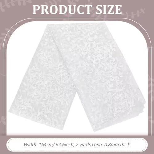 MAYJOYDIY 2 Yards×64.6 Inch Vintage Branch Leaves Mesh Lace Fabric Wide Light Ivory Embroidery Tulle French Sewing Lace Trim Fabrics for DIY Crafts Wedding Party Dresses Curtains Home Decoration - Image 2