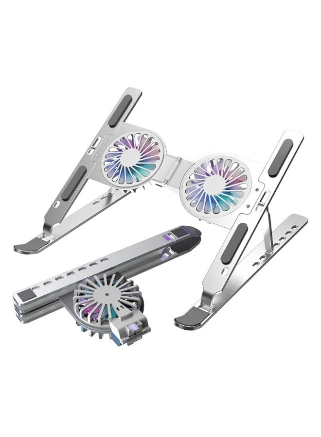 Adjustable Laptop Stand with USB Cooling Fan – Foldable Sturdy Aluminum Laptop Riser with Heat Vent - Image 1