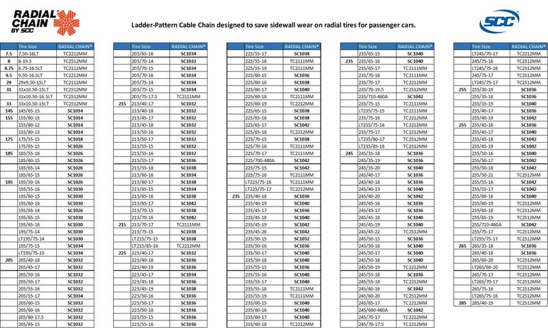 SCC Security Chain Company TC2212MM Radial Chain LT Cable Tire Traction Chain for Light Trucks - Set of 2 - Image 5