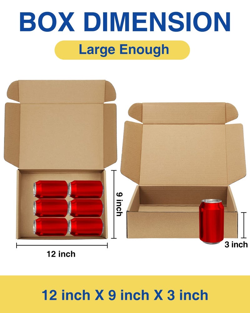 Poever Shipping-Boxes-12x9x3 Inches: 22 Pack-Cardboard-Boxes-for-Packaging, Brown-Shipping-Boxes-for-Packing-Small-Business, Corrugated Box Mailers for Book Shoes Gift Mailing - Image 2