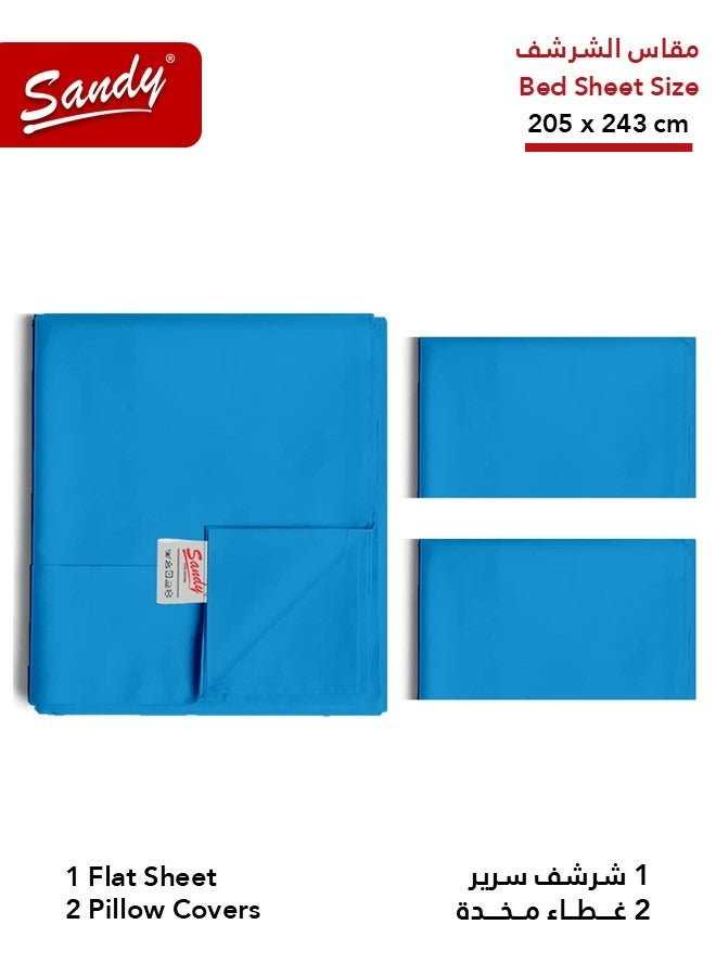 Sandy Premium Hotel Quality Flat Sheet and Pillow Cases, Bed Sheet 3 Pieces Set, Soft & Breathable and Cooling, Full Size 243 x 205 cm, Turquoise - Image 2