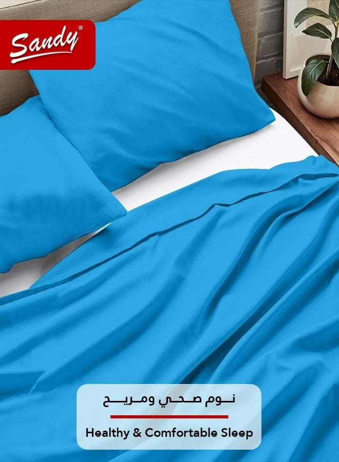 Sandy Premium Hotel Quality Flat Sheet and Pillow Cases, Bed Sheet 3 Pieces Set, Soft & Breathable and Cooling, Full Size 243 x 205 cm, Turquoise - Image 5