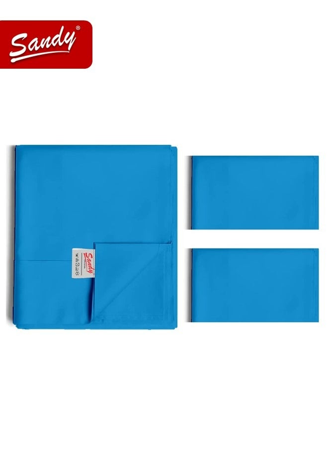 Sandy Sandy Premium Hotel Quality Flat Sheet and Pillow Cases, Bed Sheet 3 Pieces Set, Soft & Breathable and Cooling, Full Size 243 x 205 cm, Turquoise  - Image 2