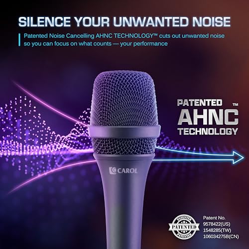 CAROL AC-900 XLR Wired Vocal Microphone – Dynamic Supercardioid Mic with Dual-Engine AHNC Noise Cancelling Tech for Singing, Karaoke, Stage & Studio, Includes Mic Clip & 14.8ft XLR Cable - Gray - Image 4