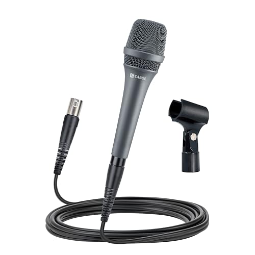 CAROL AC-900 XLR Wired Vocal Microphone – Dynamic Supercardioid Mic with Dual-Engine AHNC Noise Cancelling Tech for Singing, Karaoke, Stage & Studio, Includes Mic Clip & 14.8ft XLR Cable - Gray - Image 1