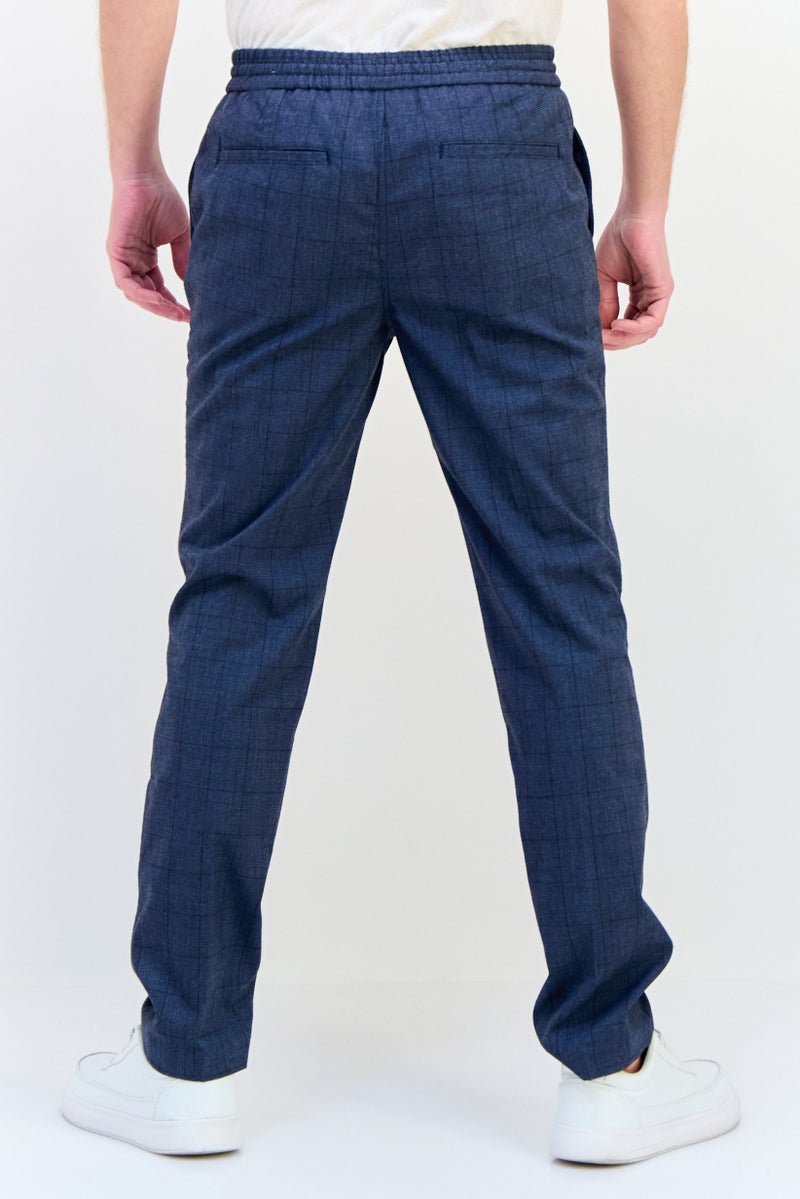 Celio Men Smart Fit checkered Jogger Pants, Dark Grey - Image 3