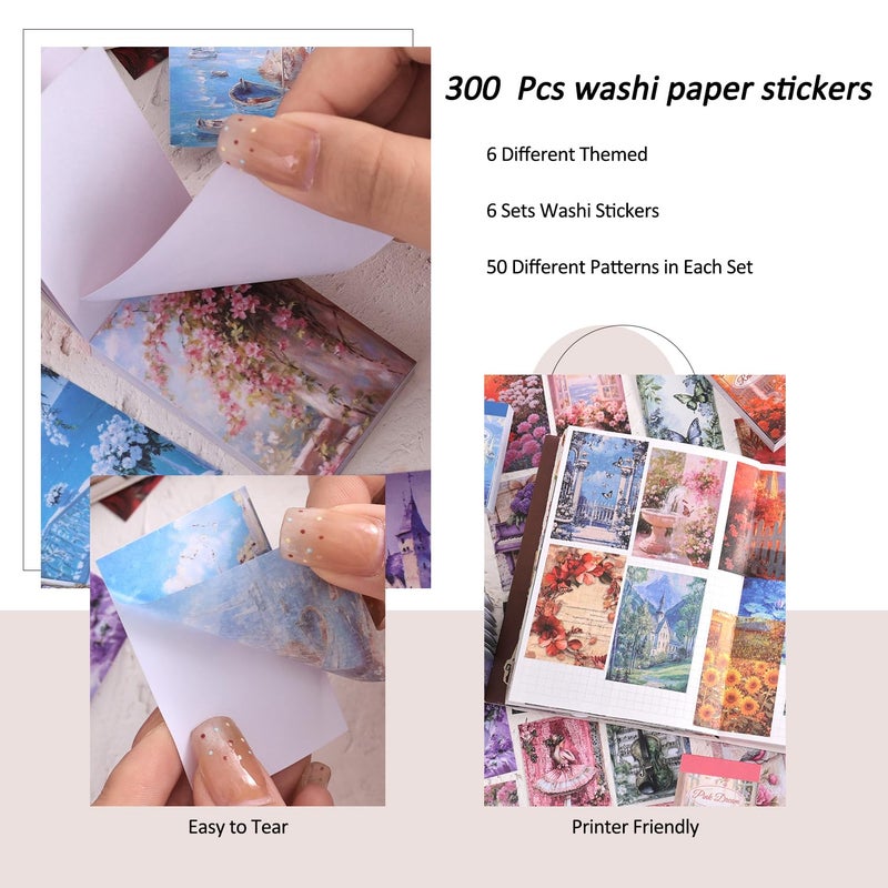 emmoolife 12 Sets 600 Sheets Washi Stickers Journal Stickers Map Nature Celestial Portrait Stickers Bohemian Vintage Aesthetic Scrapbook Stickers Set for - Image 3