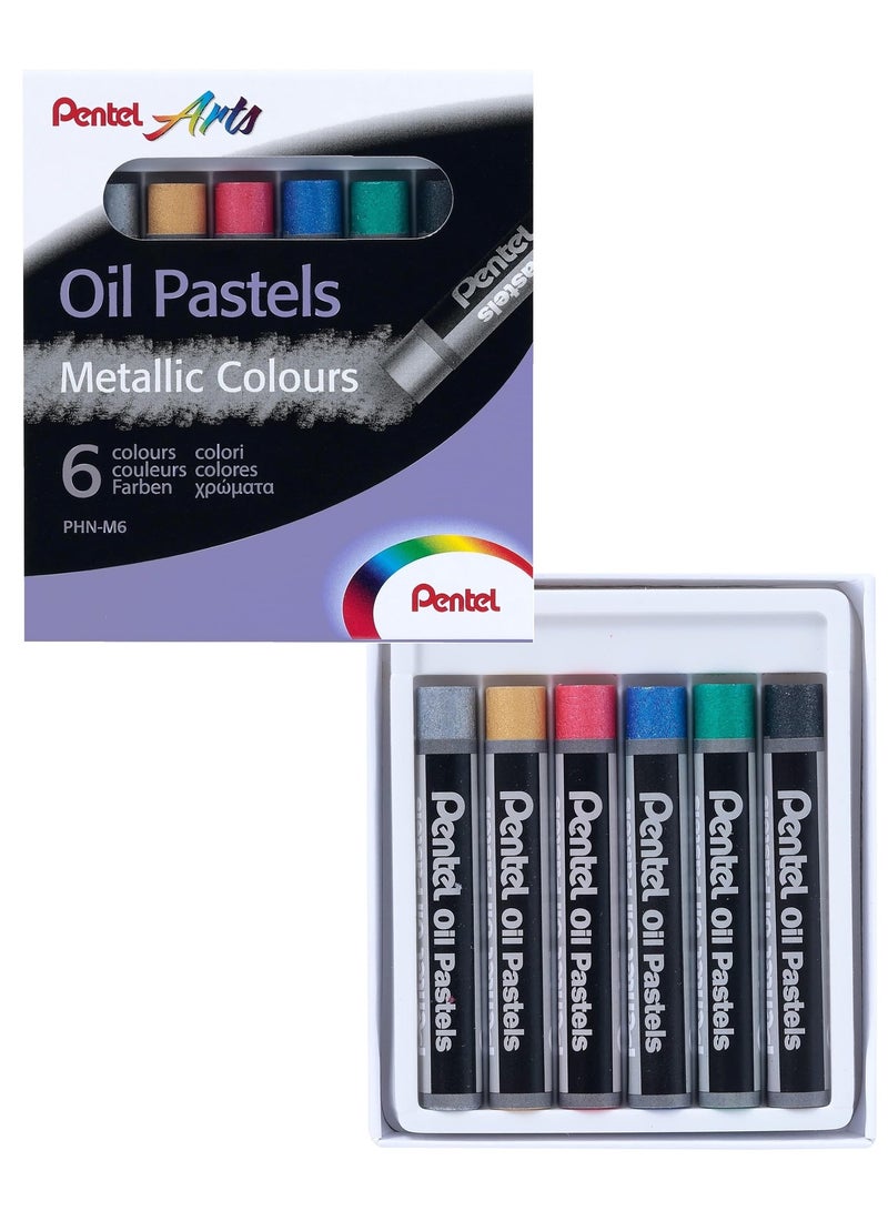 Pentel 6 قطع من ألوان الباستيل الزيتية الفلورية متعددة الألوان - Image 1