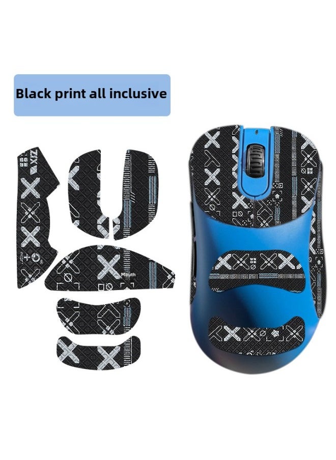 Generic - For VAXEE E1 Mouse Anti-slip Stickers E1W Wireless Sweat-absorbent Printing Stickers Palm Stickers Back Stickers Protective Film Stickers-Color: One Black Print - Image 1