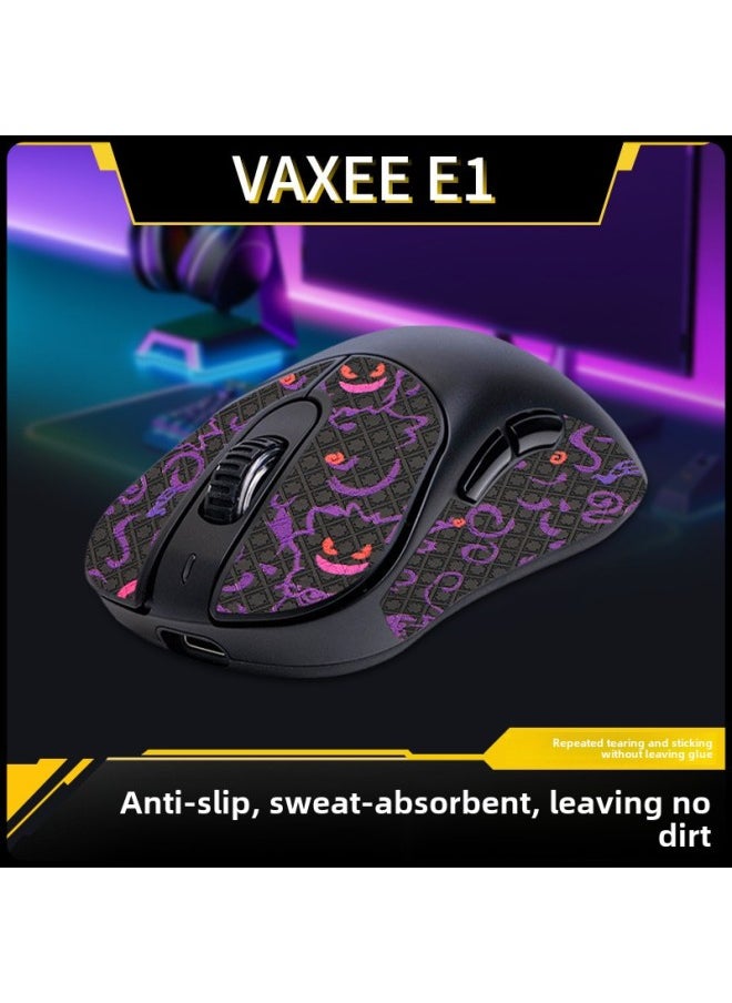 Generic - For VAXEE E1 Mouse Anti-slip Stickers E1W Wireless Sweat-absorbent Printing Stickers Palm Stickers Back Stickers Protective Film Stickers-Color: One Black Print - Image 1