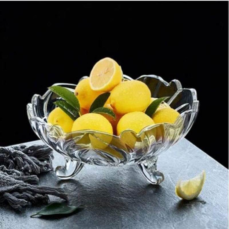 KRIVAL Transparent Fruit Bowl Dining Table Glass Serving and Dinnerware Crystal Touch Designer Vegetables Serving Bowl - Image 1