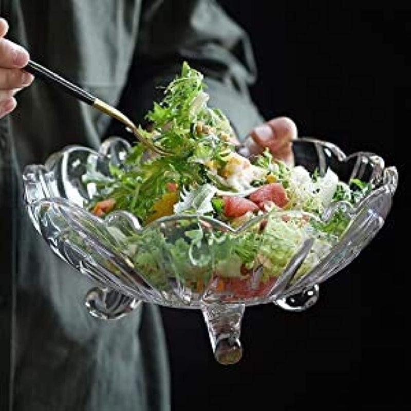 KRIVAL Transparent Fruit Bowl Dining Table Glass Serving and Dinnerware Crystal Touch Designer Vegetables Serving Bowl - Image 3