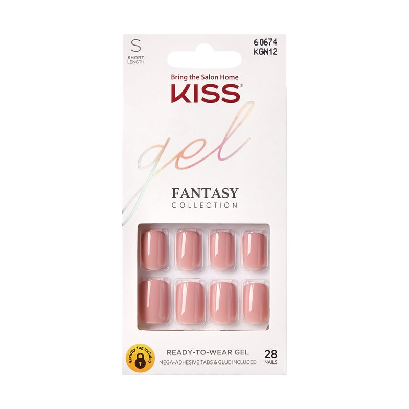 KISS Gel Fantasy Press On Nails, Nail glue included, 'Ribbons', Pink, Short Size, Squoval Shape, Includes 28 Nails, 2g glue, 1 Manicure Stick, 1 Mini File - Image 5