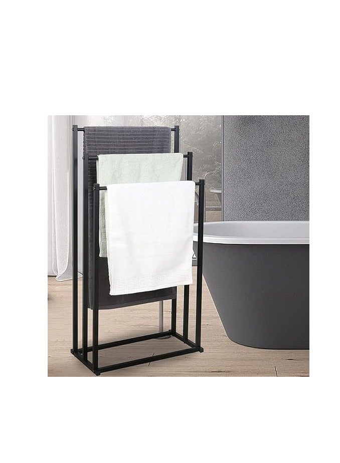 Cool Baby COOLBABY 3 Tier Freestanding Towel Rack, Multifunctional Drying Stand with 3 Bars, Metal Towel Holder for Bathroom, Bedroom, Pool, Laundry Room (Black)  - Image 2