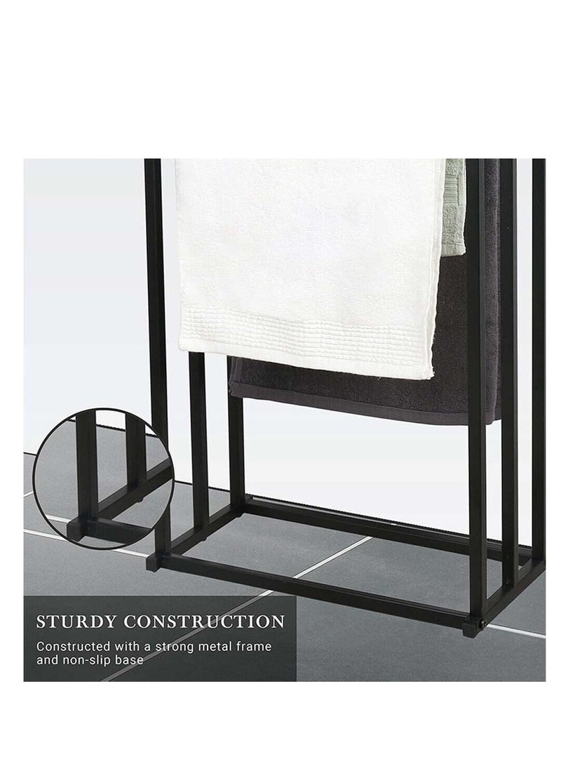 Cool Baby COOLBABY 3 Tier Freestanding Towel Rack, Multifunctional Drying Stand with 3 Bars, Metal Towel Holder for Bathroom, Bedroom, Pool, Laundry Room (Black)  - Image 3