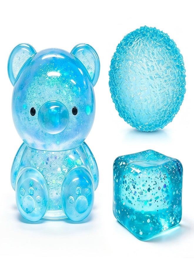 QETRABONE 3 Pcs Stress Balls Fidget Toys, Blue Stress Cube Slow Rising, Squeeze Toys for Adults, Classroom Prizes, Christmas, Party Favors, Stocking Stuffers - Image 1