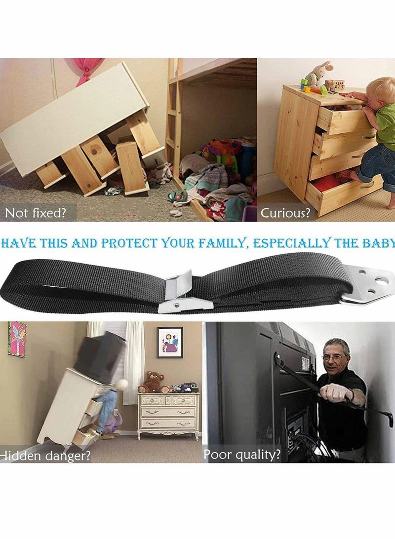 Suntown عبوة من 2 حزام أمان معدني للأطفال لتثبيت التلفاز والأثاث ثقيل الوزن ضد الانقلاب - Image 3