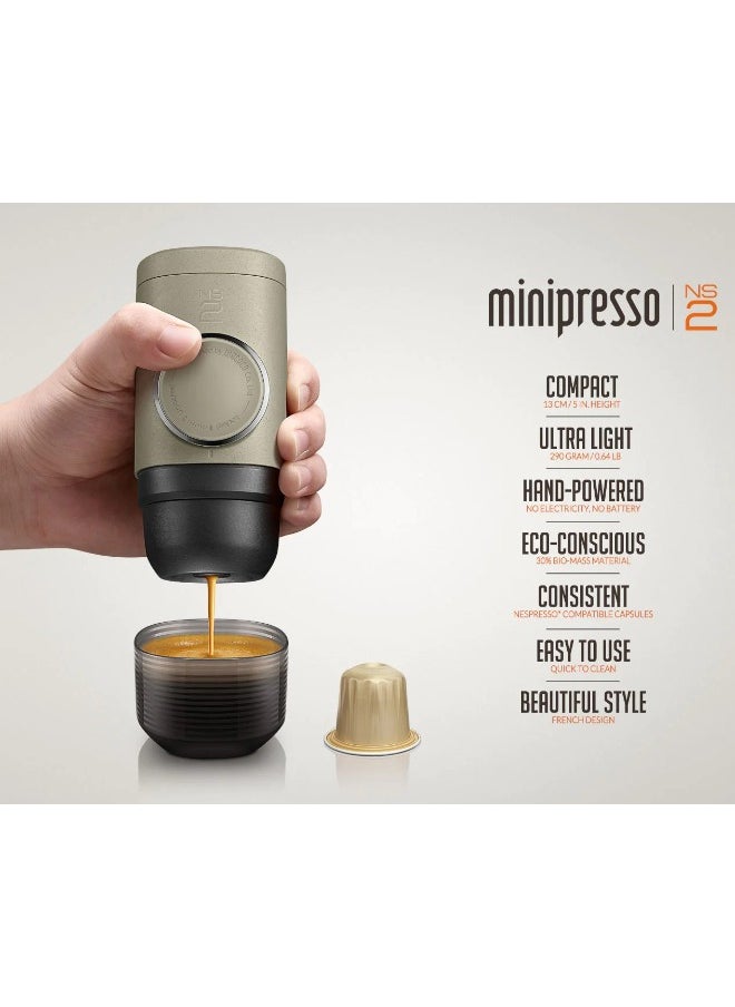 WACACO MINIPRESSO NS2 - Portable Espresso Machine for Coffee Capsules - Beige  - Image 3