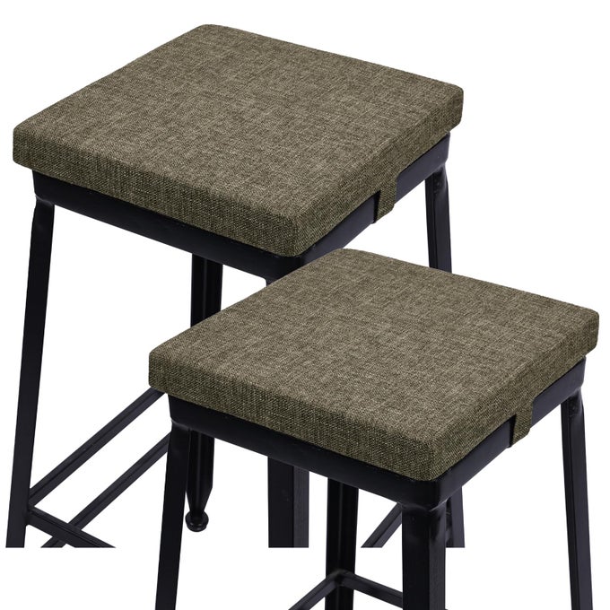 12 INCH STOOL CUSHION SQUARE WITH TIES SET OF 2 NONSLIP BAR STOOL SQUARE SEAT CUSHION WITH WITH MACHINE WASHABLE COVER TWO PADS ONLY BROWN 12 30CM