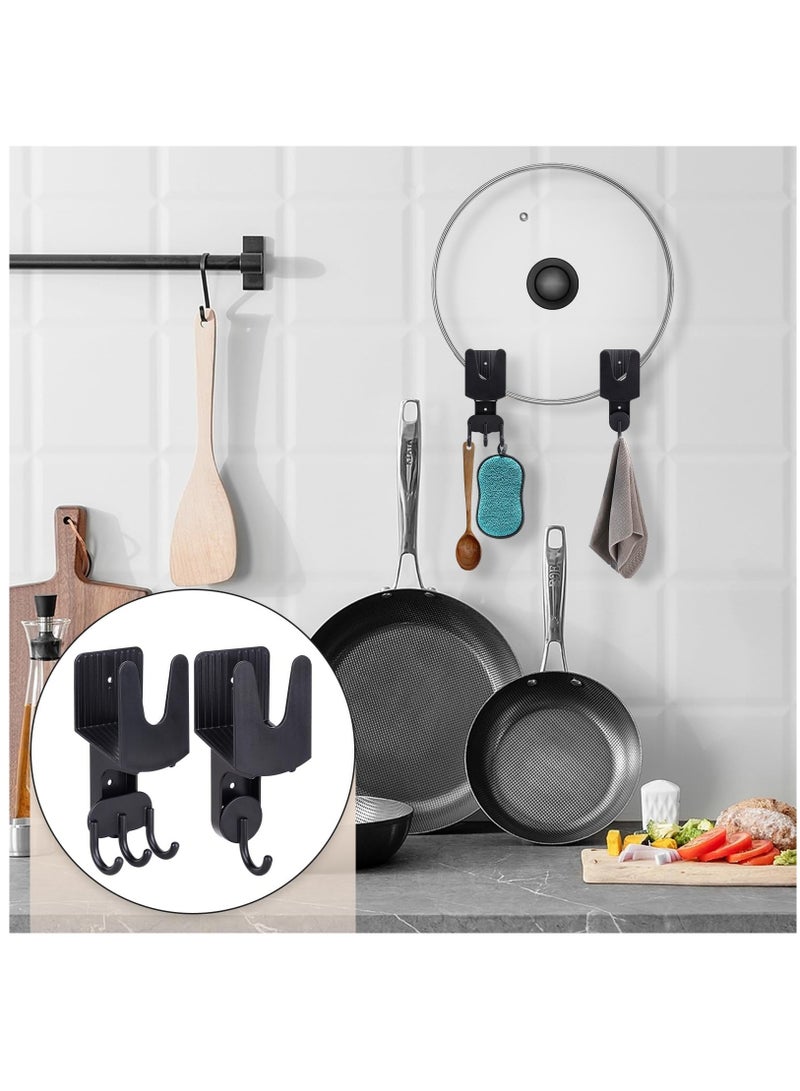 Zikra Pot Lid Holder Wall Mount Plastic Pot Lid Stand Holder Rack Hanging Pan Cover Organizer Self Adhesive with Tape for Kitchen 2 Pcs, Black - Image 4