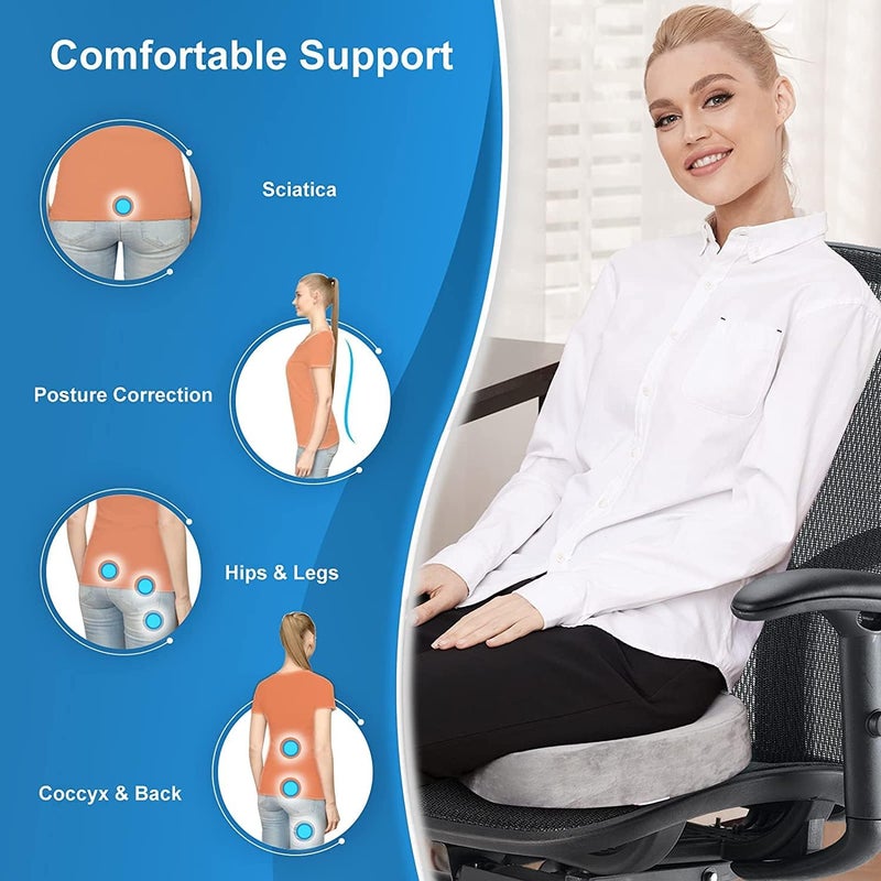 DEBIK ® | Orthopedic Coccyx Seat Cushion for Tailbone, Sciatica, Lower Back Pain Relief Contoured Cushion for Office,Home,Chair, Wheelchair - Weight Upto 100 kg (45 X 36 X 8CM) (Blue-Grey) - Image 4