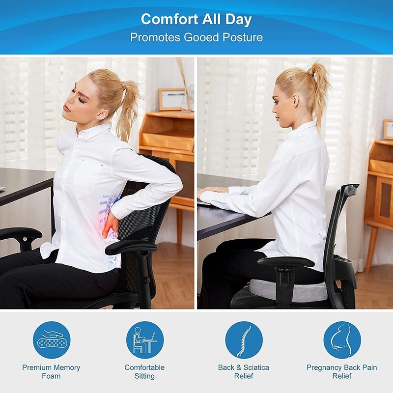 DEBIK ® | Orthopedic Coccyx Seat Cushion for Tailbone, Sciatica, Lower Back Pain Relief Contoured Cushion for Office,Home,Chair, Wheelchair - Weight Upto 100 kg (45 X 36 X 8CM) (Blue-Grey) - Image 5