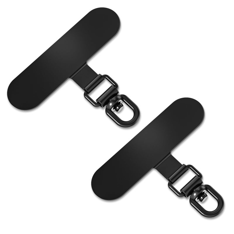 saxsion 360Â° Rotating Phone Tether Tab & Lanyard Connector, 44lbs Stainless Steel Phone Clip, Universal Swivel Adapter for Straps, No-Adhesive Case Insert (Black+Black) - Image 1